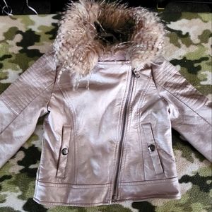 Jessica Simpson Faux Leather/Fur Girls Coat